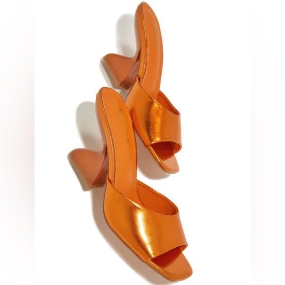 Miss Lola Shoes - Miss Lola Shiny Orange Mules